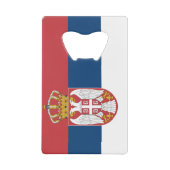 Stalen flesopener met vlag van Servië Creditkaart Flessenopener (Voorkant)