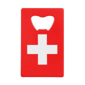 Stalen flesopener met vlag van Zwitserland Creditkaart Flessenopener (Voorkant)