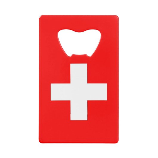 Stalen flesopener met vlag van Zwitserland Creditkaart Flessenopener (Voorkant)