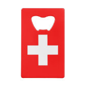 Stalen flesopener met vlag van Zwitserland Creditkaart Flessenopener (Achterkant)