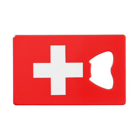 Stalen flesopener met vlag van Zwitserland Creditkaart Flessenopener (Voorkant (Horizontaal))