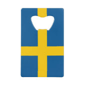 Stalen flesopening met vlag van Zweden Creditkaart Flessenopener (Voorkant)