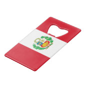 Stalen flessenopening met vlag van Peru Creditkaart Flessenopener (Voorkant Gekanteld)