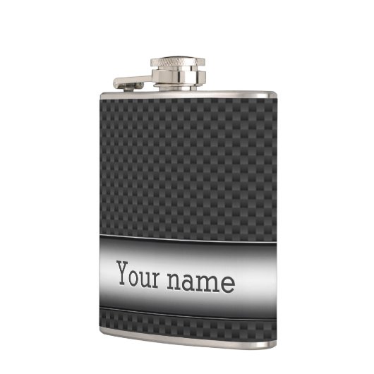 Stalen gestreepte koolstofvezel heupfles (Links)