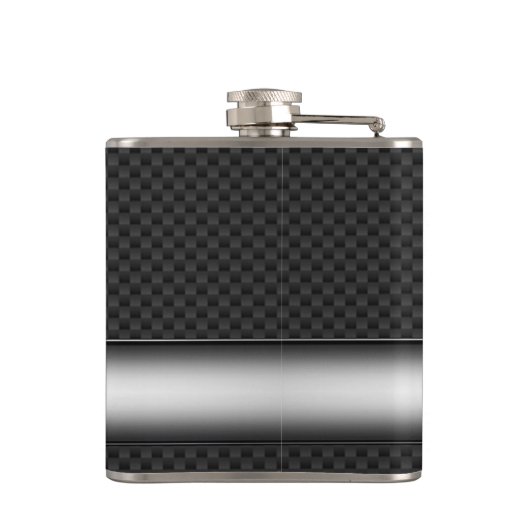 Stalen gestreepte koolstofvezel heupfles (Achterkant)