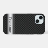 Stalen gestreepte koolstofvezel iPhone 15 case (Achterkant horizontaal)