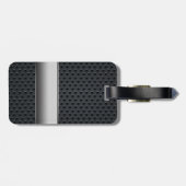 Stalen gestript donker metaal bagagelabel (Achterkant horizontaal)