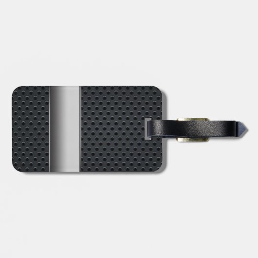 Stalen gestript donker metaal bagagelabel (Achterkant horizontaal)