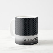 Stalen gestript donker metaal koffiemok (Voorkant links)