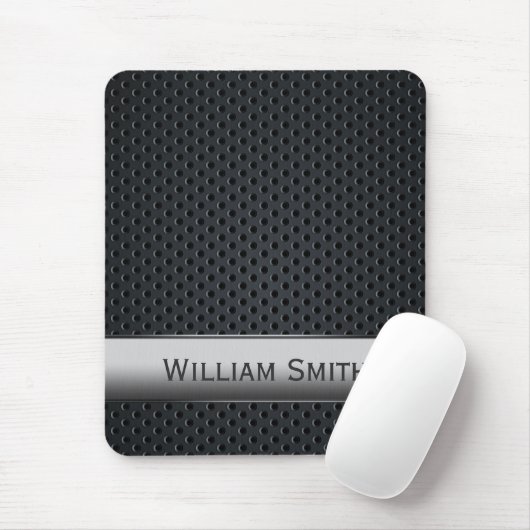 Stalen gestript donker metaal muismat (Met muis)