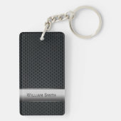 Stalen gestript donker metaal sleutelhanger (achterkant)