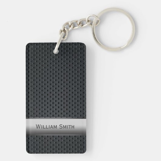 Stalen gestript donker metaal sleutelhanger (achterkant)