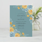 Stalen Goud Ranunculus Eucalyptus Bruiloft Kaart (Staand voorkant)