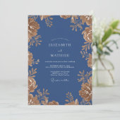 Stalen Gouden Blad Eucalyptus Bruiloft Kaart (Staand voorkant)