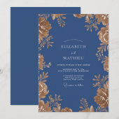 Stalen Gouden Blad Eucalyptus Bruiloft Kaart (Voorkant / Achterkant)
