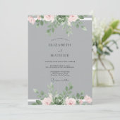 Stalen Grijs Blad Eucalyptus Bruiloft Kaart (Staand voorkant)