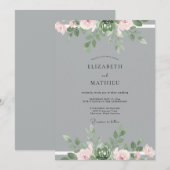 Stalen Grijs Blad Eucalyptus Bruiloft Kaart (Voorkant / Achterkant)
