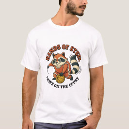Stalen handen Pootjes op het basketbalveld Wasbeer T-shirt