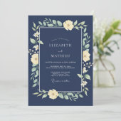 Stalen Ivoor Loof Eucalyptus Bruiloft Kaart (Staand voorkant)