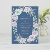 Stalen Lavendel Ranunculus Eucalyptus Bruiloft Kaart (Staand voorkant)