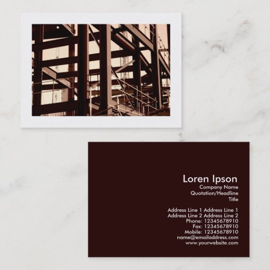 Stalen Lijst Construction, Mini Photo (Bordered) Visitekaartje (Voorkant / Achterkant)