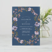 Stalen Lila Loof Eucalyptus Bruiloft Kaart (Staand voorkant)