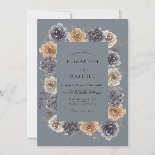 Stalen Mauve Ranunculus Eucalyptus Bruiloft Kaart (Voorkant)