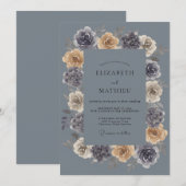 Stalen Mauve Ranunculus Eucalyptus Bruiloft Kaart (Voorkant / Achterkant)