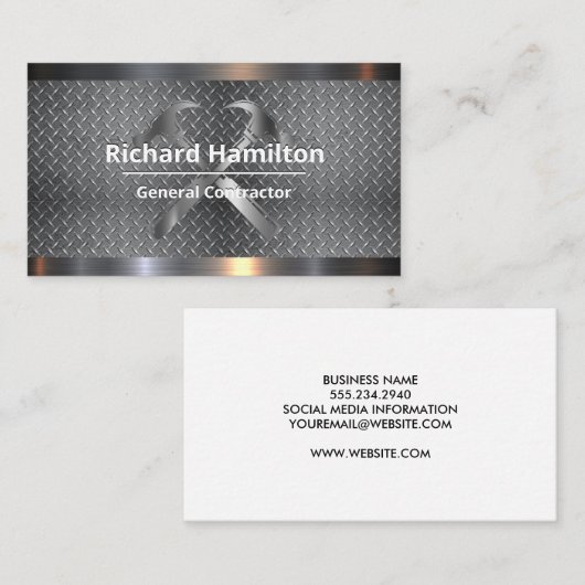 Stalen metalen afwerking | Hamers Visitekaartje (Voorkant / Achterkant)