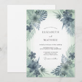 Stalen Munt Palm Eucalyptus Bruiloft Kaart (Voorkant / Achterkant)