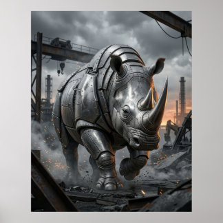 Stalen Neushoorn Aanval Poster