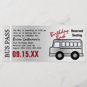 Stalen ontwerp 21e Birthday Party Bus Pass Kaart