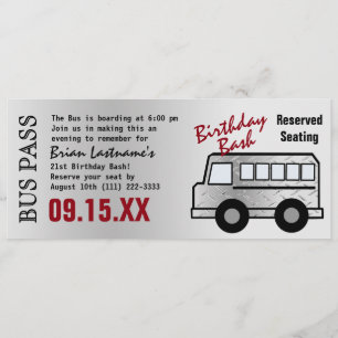 Stalen ontwerp 21e Birthday Party Bus Pass Kaart