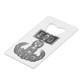 Stalen ontwerp-master explosieve verwerking creditkaart flessenopener (Achterkant Gekanteld)