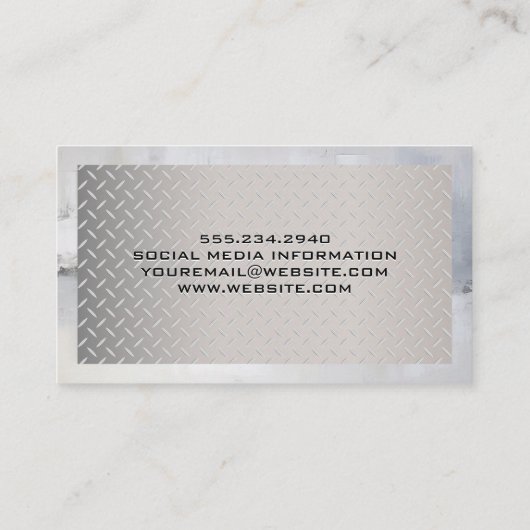 Stalen Plaatmetaal | Graafmachine graaft aarde Visitekaartje (Achterkant)