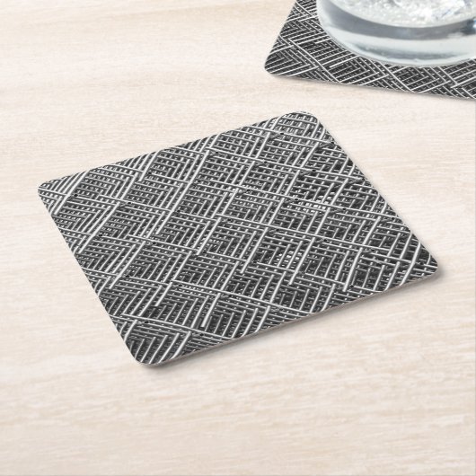 Stalen raster industrieel gaaspatroon kartonnen onderzetters (Schuin)