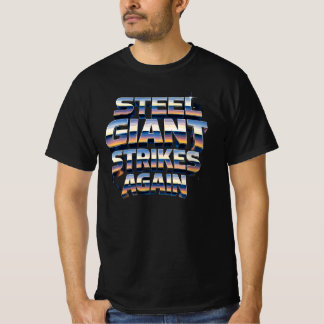 Stalen reus slaat opnieuw toe – Retro Mecha-typogr T-shirt