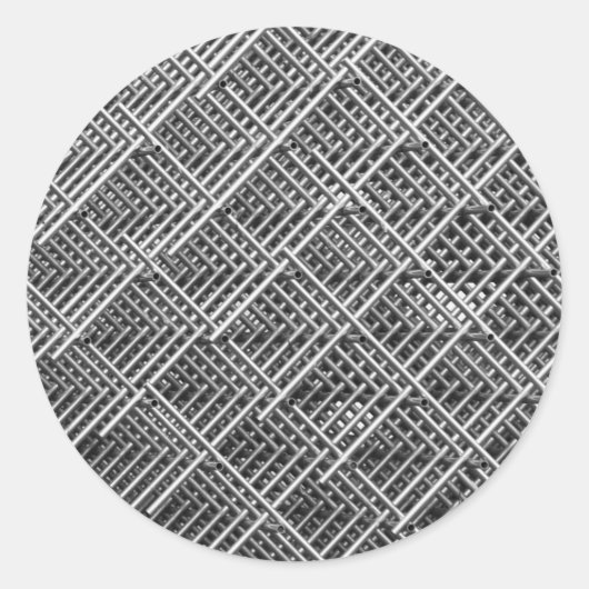 Stalen rooster industriële mesh-patroon ronde sticker (Voorkant)