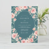 Stalen Roze Ranunculus Eucalyptus Bruiloft Kaart (Staand voorkant)