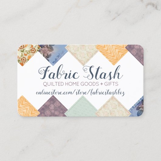 Stalen van naaigarens van kieuwnaaiwerk visitekaartje (Voorkant)