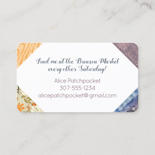 Stalen van naaigarens van kieuwnaaiwerk visitekaartje (Achterkant)