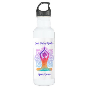 Stalen waterfles met naam en mantra