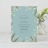 Stalen Witte Blad Eucalyptus Bruiloft Kaart (Staand voorkant)