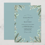 Stalen Witte Blad Eucalyptus Bruiloft Kaart (Voorkant / Achterkant)