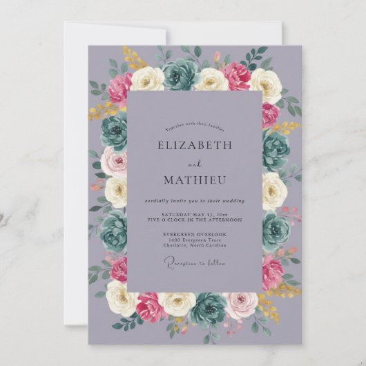Stalen Zachte Roze Ranunculus Eucalyptus Bruiloft Kaart (Voorkant)