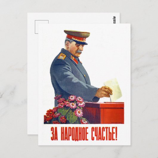 Stalin die, oude Sovjetpropaganda stemmen Briefkaart (Voorkant / Achterkant)