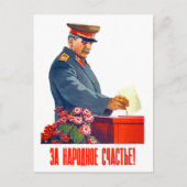 Stalin die, oude Sovjetpropaganda stemmen Briefkaart (Voorkant)