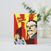 Stalin portret rode vlek sovjetunie poster briefkaart (Staand voorkant)