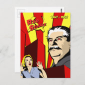 Stalin portret rode vlek sovjetunie poster briefkaart (Voorkant / Achterkant)