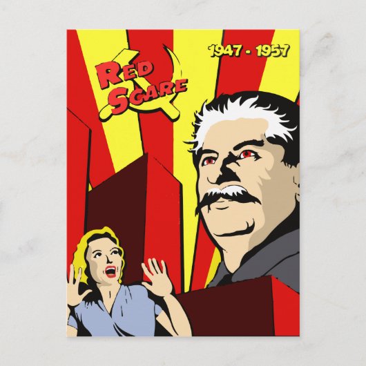 Stalin portret rode vlek sovjetunie poster briefkaart (Voorkant)